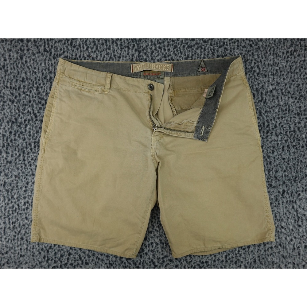 Paperbacks Chino Shorts Mens 36 Khaki Tan Cotton Twill Casual 11351